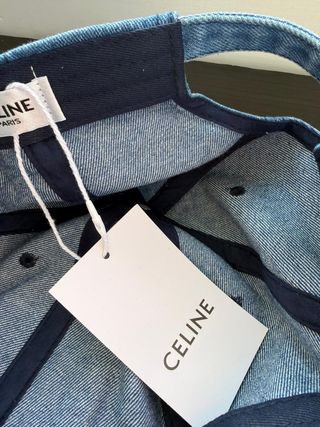 Cappello Celine Denim Logo Bianco