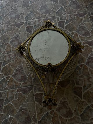 Espejo antiguo bronce y cristal