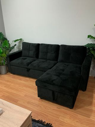 Sofá Cama Chaise Longue Reversible Negro