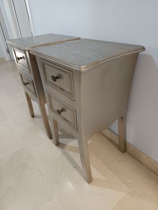 Mesitas de noche madera plata (2 unidades)