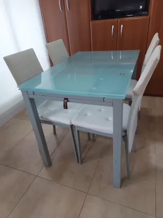 Mesa de cocina cristal 4 sillas