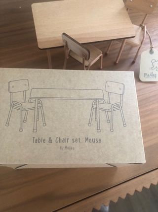 Maileg Mesa y 2 Sillas Ratones Madera