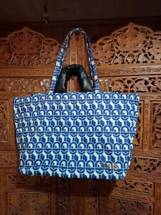 Bolsa shopping Tous Azul y Blanco