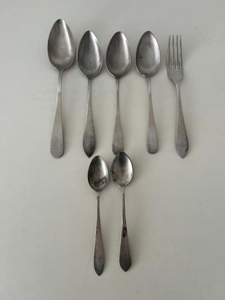 Lote cubiertos de alpaca plateada surtidos.