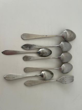 Lote cubiertos de alpaca plateada surtidos.