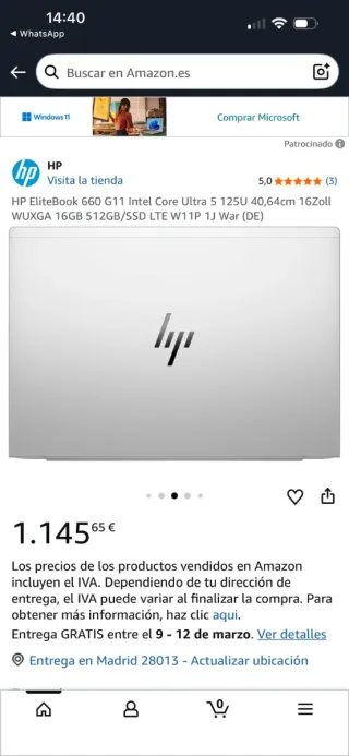 HP EliteBook 660 G11 Plata