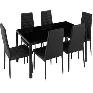 Mesa de comedor y 6 sillas negras