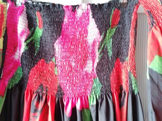 Vestido largo flores negro rosa rojo