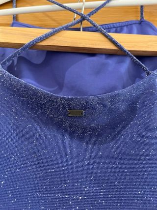 Vestido corto brillante azul talla S