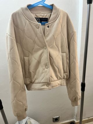 Chaqueta Bomber Zara Beige Talla M