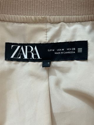 Chaqueta Bomber Zara Beige Talla M