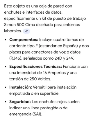 Caja enchufes 24V y 24D Marca Simon 500