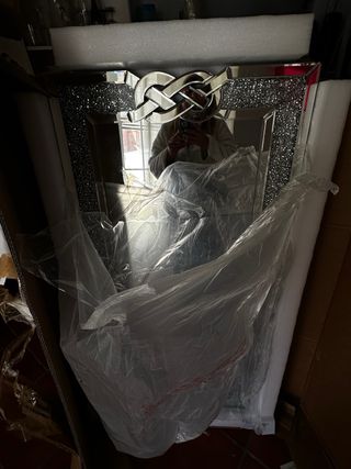 Espejo Rectangular Cristal Diamantes 120x60cm