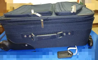 Troley azul con dos ruedas