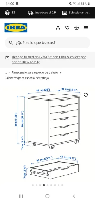 Cajonera grande Ikea Alex