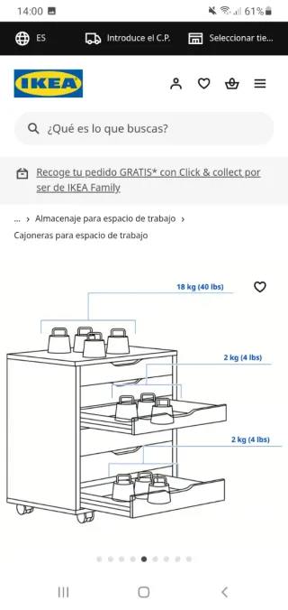 Cajonera grande Ikea Alex