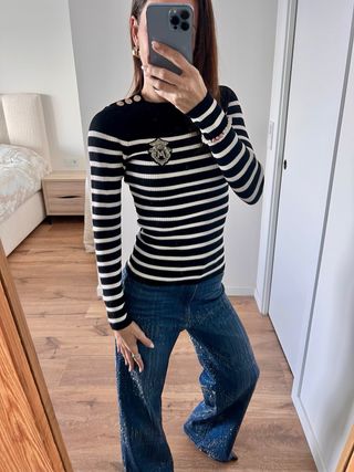 Jersey Morgan Rayas Negro Blanco Talla XS