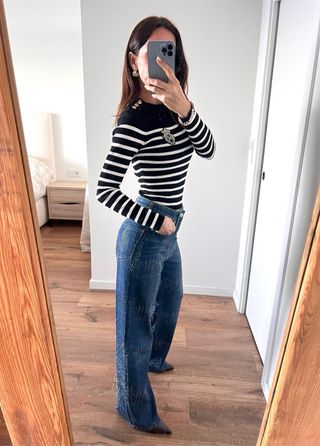 Jersey Morgan Rayas Negro Blanco Talla XS