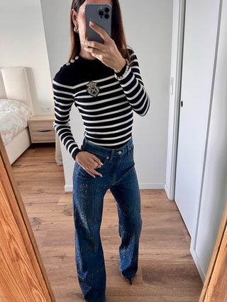 Jersey Morgan Rayas Negro Blanco Talla XS