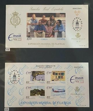 SELLOS DE ESPAÑA AÑO 1996 PRUEBAS OFIC. NÚM. 58/59
