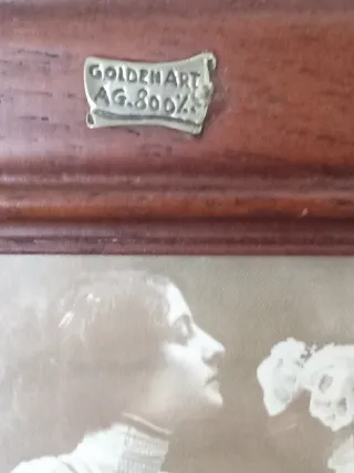 Portafoto vintage in legno e argento 800