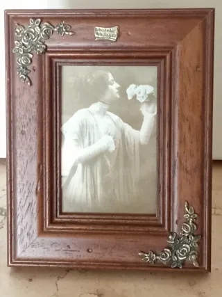 Portafoto vintage in legno e argento 800