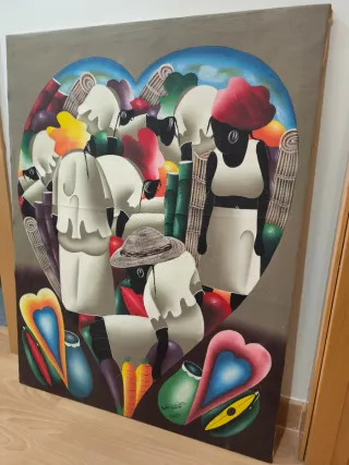 Óleo Jhon Bossicot estilo Naif. No negociable