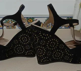 Sandalias negras tacón T 38