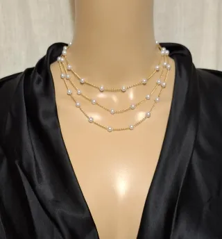 Collana multistrato perle oro