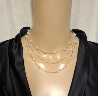 Collana multistrato perle oro