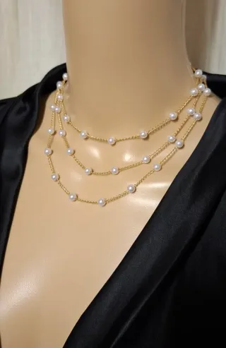 Collana multistrato perle oro