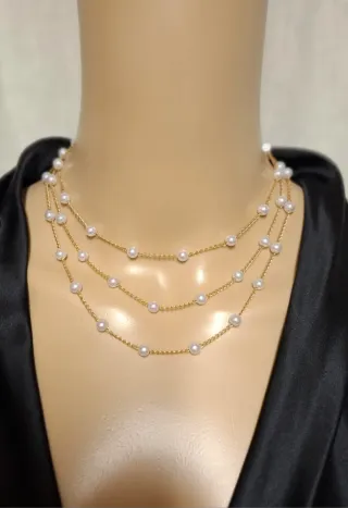 Collana multistrato perle oro