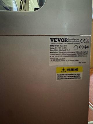 Secador de Mãos VEVOR Prateado