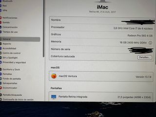 iMac 21.5 - 2017 Plata. Intel i7(mas TOP)-16Gb RAM