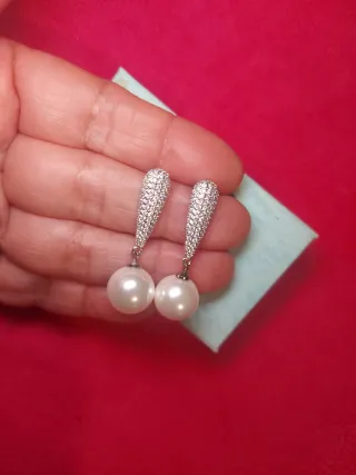 Pendientes fiesta brillantes perlas