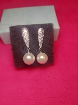 Pendientes fiesta brillantes perlas