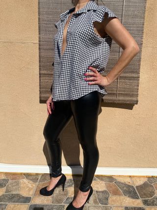 Blusa cuadros manga corta