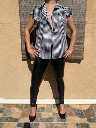 Blusa cuadros manga corta