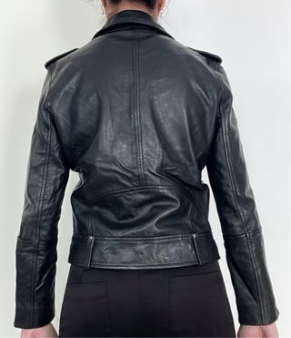 Chaqueta Biker Piel Cuero Mango Talla S Atemporal