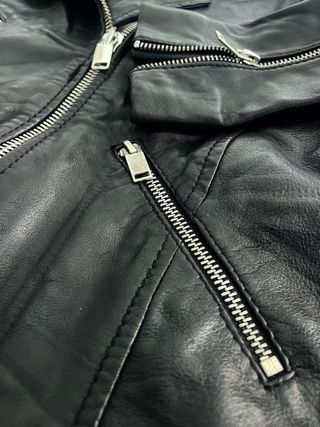 Chaqueta Biker Piel Cuero Mango Talla S Atemporal