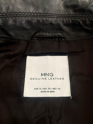 Chaqueta Biker Piel Cuero Mango Talla S Atemporal