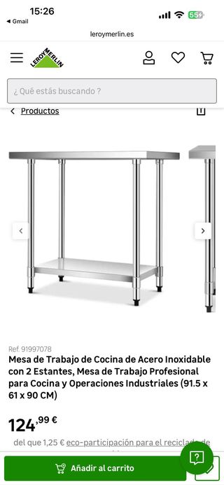 Mesa de trabajo acero inoxidable 2 estantes