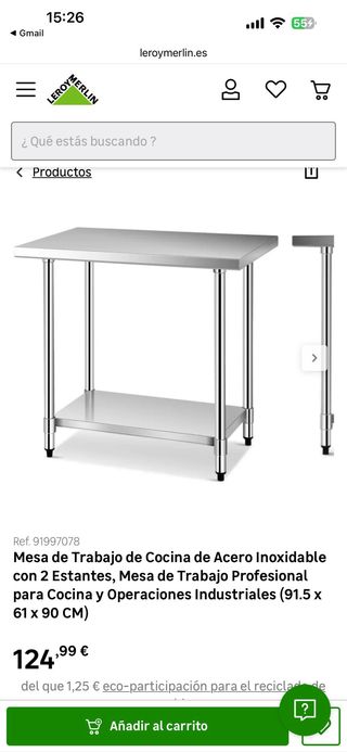 Mesa de trabajo acero inoxidable 2 estantes