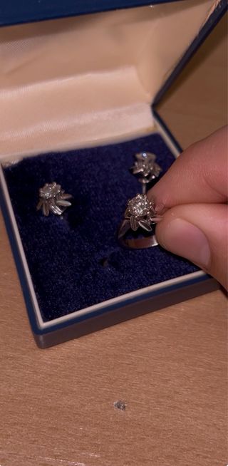 Conjunto Anillo y Pendientes Diamantes Oro Blanco