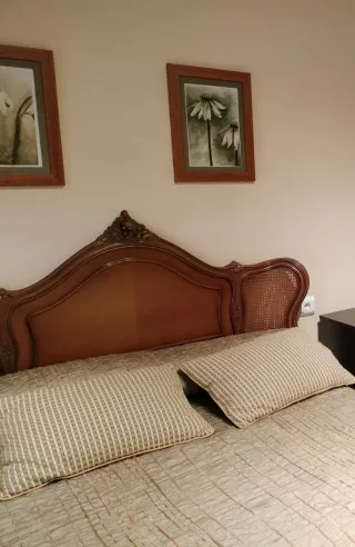 Cabecero de cama madera y mimbre