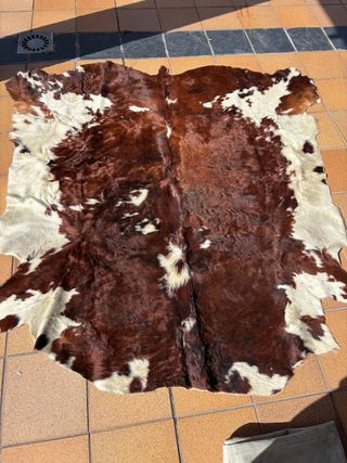 Alfombra Piel Vaca Marrón y Blanca