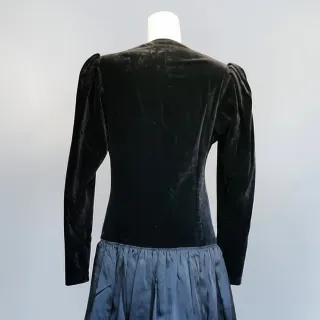 Vestido vintage negro terciopelo y seda satinada