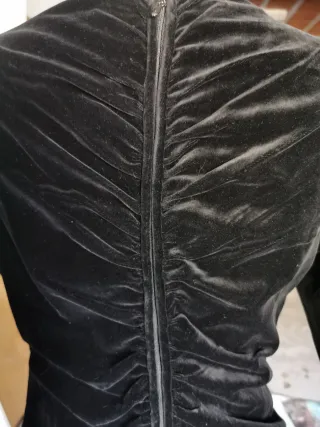 Vestido vintage negro terciopelo y seda satinada