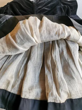 Vestido vintage negro terciopelo y seda satinada