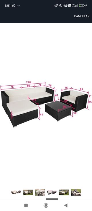 Conjunto Exterior Rattan con Cojines 4 piezas
